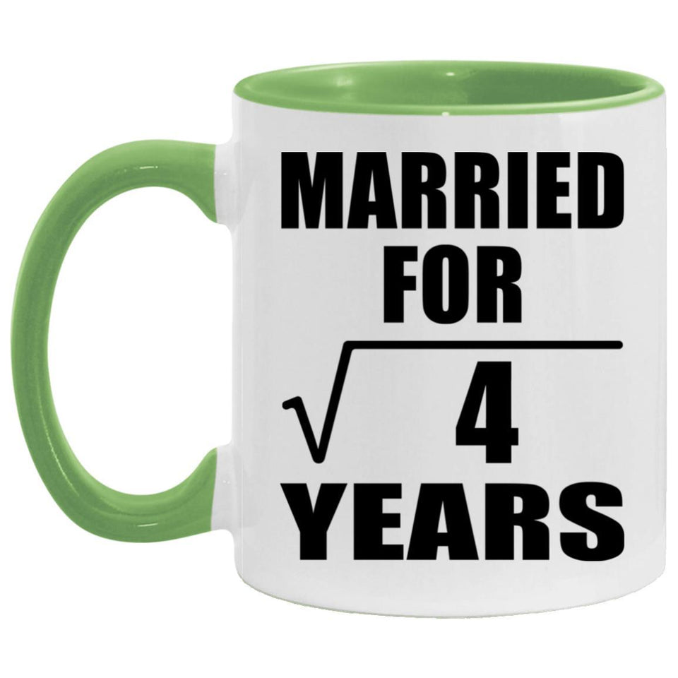 2nd Anniversary Married For Square Root of 4 Years - 11oz Accent Mug Green