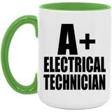 A+ Electrical Technician - 15oz Accent Mug Green