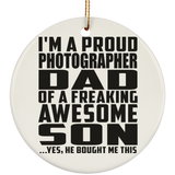 Proud Photographer Dad Of Awesome Son - Circle Ornament