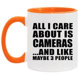 All I Care About Is Cameras - 11oz Accent Mug Orange