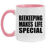 Beekeeping Makes Life Special - 11oz Accent Mug Pink