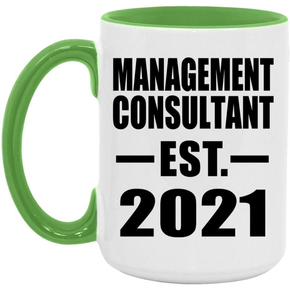 Management Consultant Established EST. 2021 - 15oz Accent Mug Green