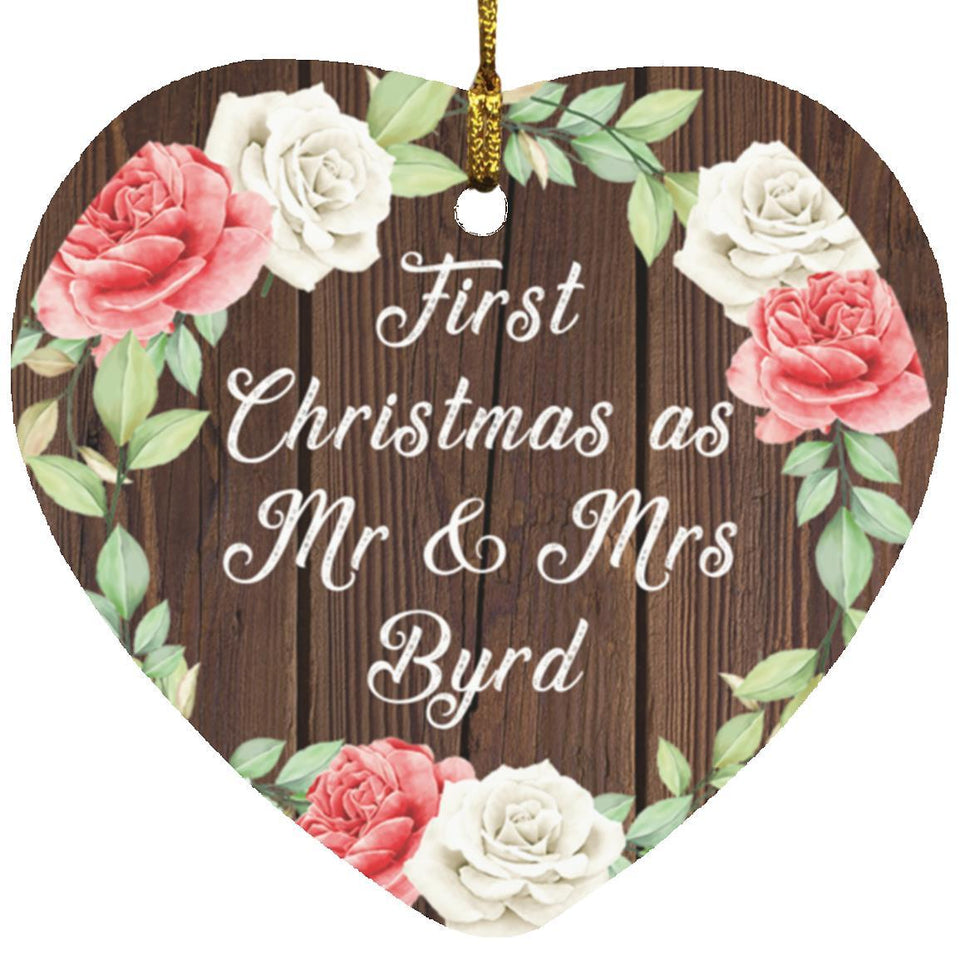 First Christmas As Mr & Mrs Byrd - Heart Ornament A