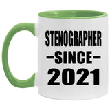 Stenographer Since 2021 - 11oz Accent Mug Green