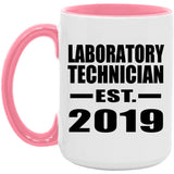 Laboratory Technician Established EST. 2019 - 15oz Accent Mug Pink