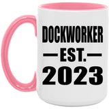 Dockworker Established EST. 2023 - 15oz Accent Mug Pink