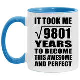 99th Birthday Took Square Root of 9801 Years To Awesome - 11oz Accent Mug Blue