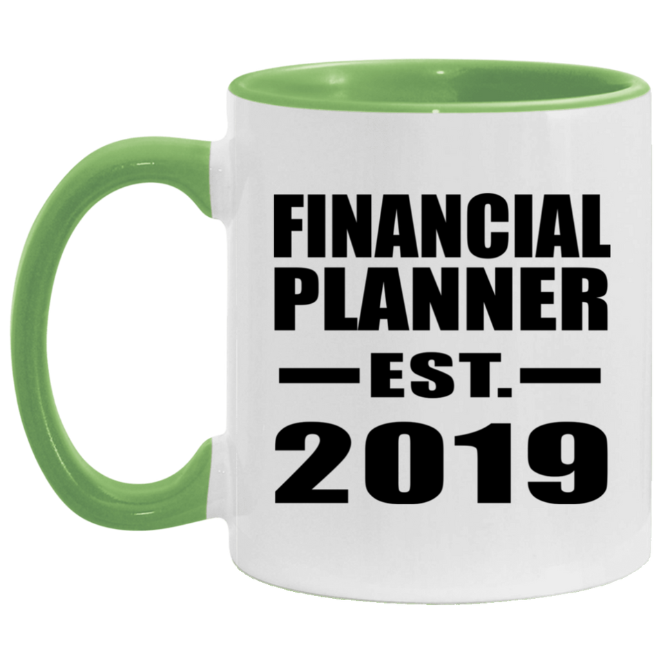 Financial Planner Established EST. 2019 - 11oz Accent Mug Green