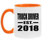 Truck Driver Established EST. 2018 - 11oz Accent Mug Orange