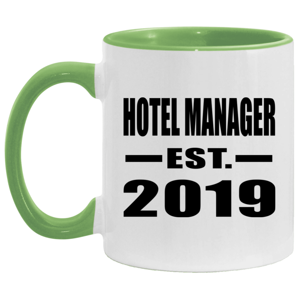 Hotel Manager Established EST. 2019 - 11oz Accent Mug Green