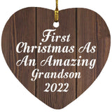 First Christmas As An Amazing Grandson 2022 - Heart Ornament D