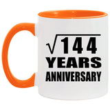 12th Anniversary Square Root of 144 Years Anniversary - 11oz Accent Mug Orange
