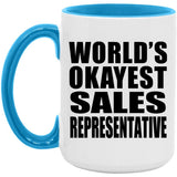 World's Okayest Sales Representative - 15oz Accent Mug Blue