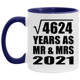 68th Anniversary Square Root of 4624 Years As Mr & Mrs 2021 - 11oz Accent Mug Purple