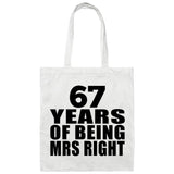 67th Anniversary 67 Years Of Being Mrs Right - Tote Bag White