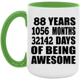 88th Birthday 88 Years 1056 Months 32142 Days Of Awesome - 15oz Accent Mug Green