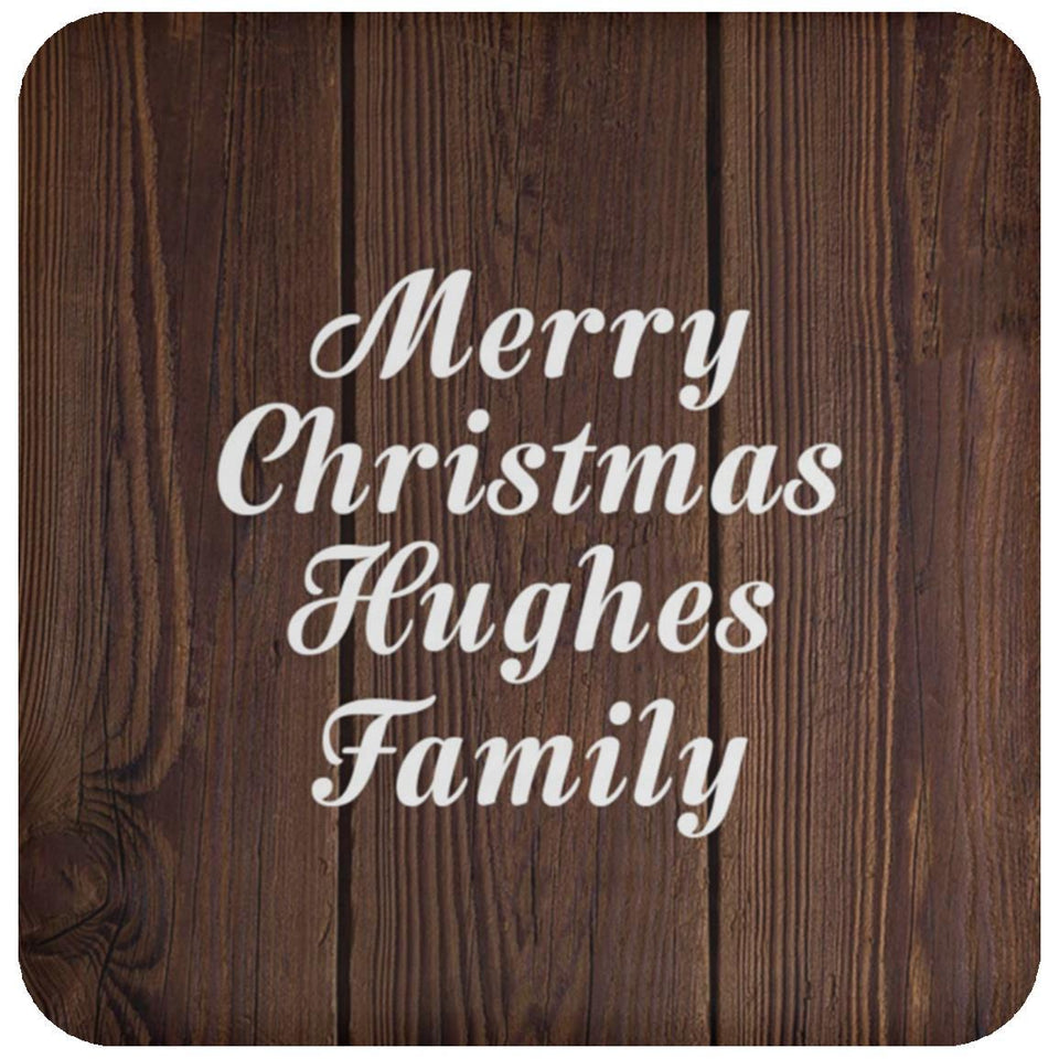 Merry Christmas Hughes Family - Drink Coaster D