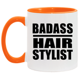 Badass Hair Stylist - 11oz Accent Mug Orange