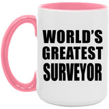 World's Greatest Surveyor - 15oz Accent Mug Pink