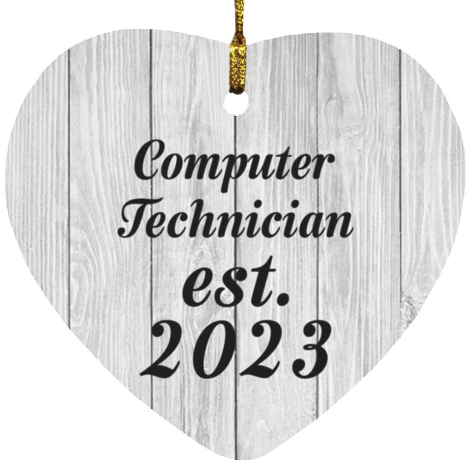 Computer Technician Established Est. 2023 - Heart Ornament F