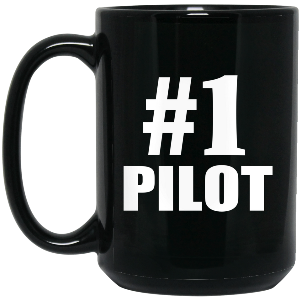 Number One #1 Pilot - 15 Oz Coffee Mug Black