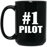 Number One #1 Pilot - 15 Oz Coffee Mug Black