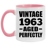 61st Birthday Vintage 1963 Aged Perfectly - 11oz Accent Mug Pink