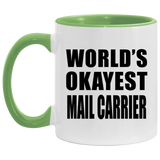 World's Okayest Mail Carrier - 11oz Accent Mug Green