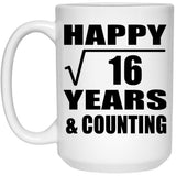 Happy 4th Anniversary Square Root of 16 Years & Counting - 15oz Coffee Mug