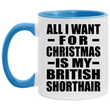 All I Want For Christmas Is My British Shorthair - 11oz Accent Mug Blue