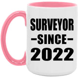Surveyor Since 2022 - 15oz Accent Mug Pink