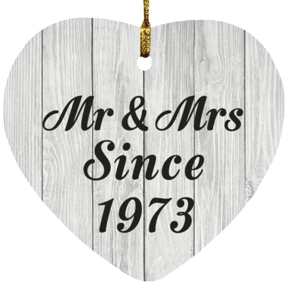 51st Anniversary Mr & Mrs Since 1973 - Heart Ornament F
