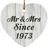 51st Anniversary Mr & Mrs Since 1973 - Heart Ornament F