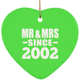 22nd Anniversary Mr & Mrs Since 2002 - Heart Ornament