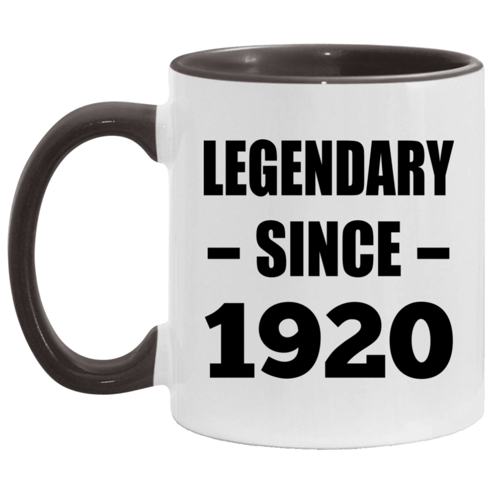 104th Birthday Legendary Since 1920 - 11oz Accent Mug Black