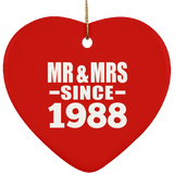 36th Anniversary Mr & Mrs Since 1988 - Heart Ornament