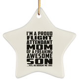 Proud Flight Attendant Mom Of Awesome Son - Star Ornament