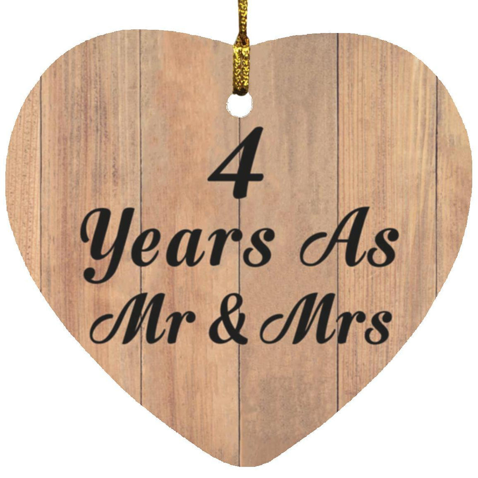 4 Years As Mr & Mrs - Heart Ornament C