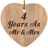 4 Years As Mr & Mrs - Heart Ornament C