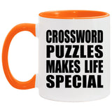 Crossword Puzzles Makes Life Special - 11oz Accent Mug Orange