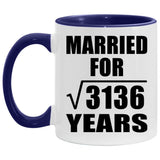 56th Anniversary Married For Square Root of 3136 Years - 11oz Accent Mug Purple
