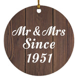 73rd Anniversary Mr & Mrs Since 1951 - Circle Ornament D