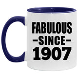 117th Birthday Fabulous Since 1907 - 11oz Accent Mug Purple