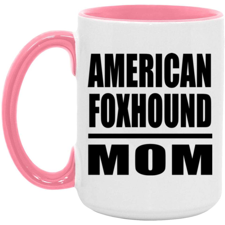 American Foxhound Mom - 15oz Accent Mug Pink
