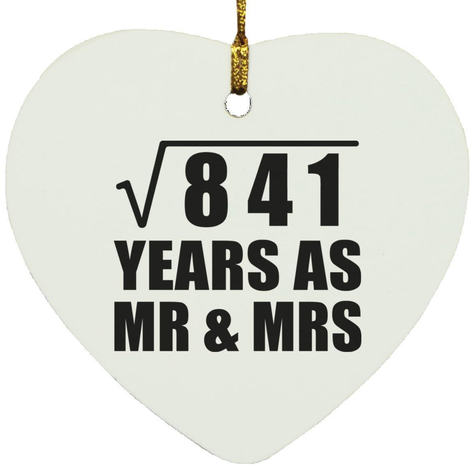 29th Anniversary Square Root of 841 Years As Mr & Mrs - Heart Ornament