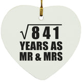 29th Anniversary Square Root of 841 Years As Mr & Mrs - Heart Ornament