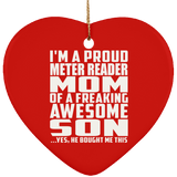 Proud Meter Reader Mom Of Awesome Son - Heart Ornament