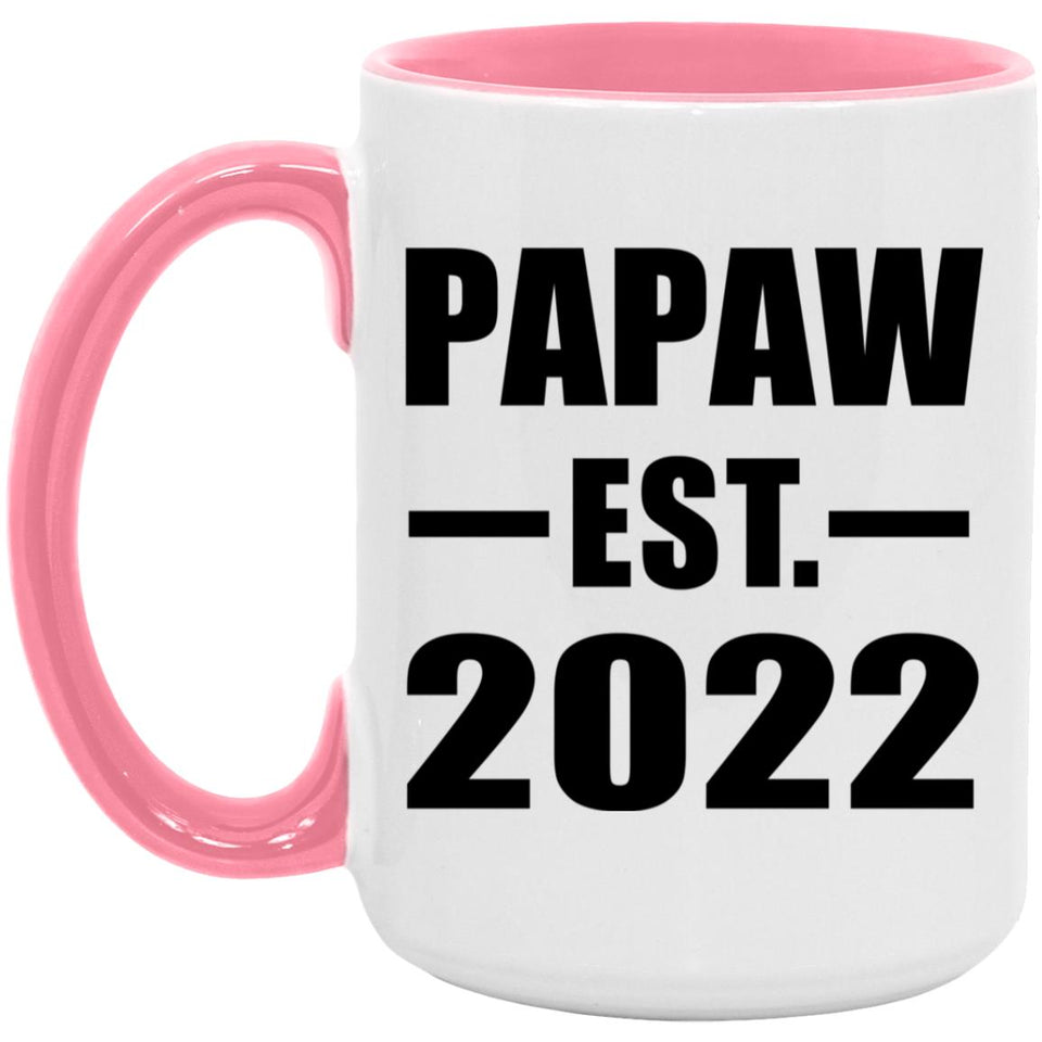 Papaw Established EST. 2022 - 15oz Accent Mug Pink