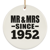 72nd Anniversary Mr & Mrs Since 1952 - Circle Ornament
