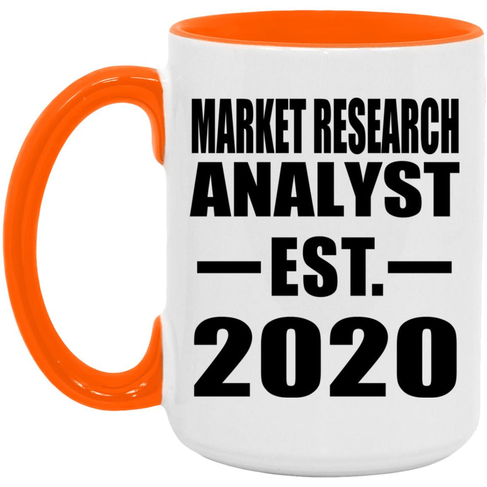 Market Research Analyst Established EST. 2020 - 15oz Accent Mug Orange